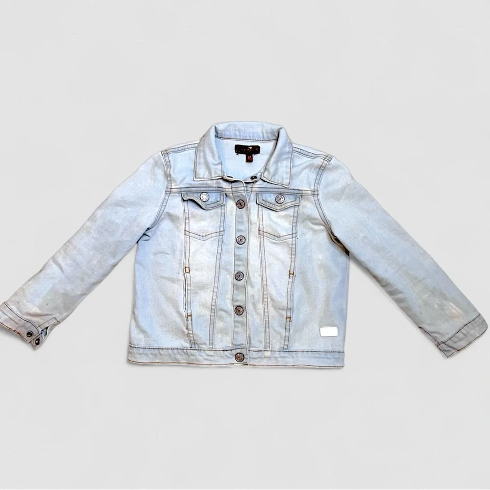 7 For All Mankind Denim Jacket + OshKosh Pink Bomber Girls 4T Jacket Bundle - Picture 7 of 8